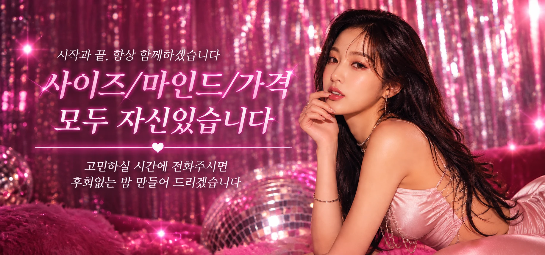 핑크 글리터 배경의 이용 관련 안내 이미지